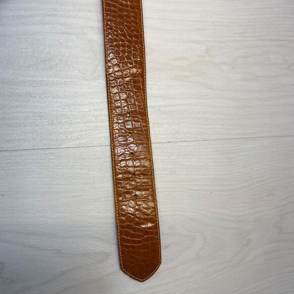 Cipriani Alligator Belt Medium Cognac Brown Italian Calfskin Gold Tone Buckle main image 6